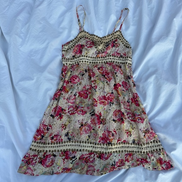 Angie Floral Boho/Western Mini Dress – Size Small 🌸🤠✨ - Picture 1 of 6